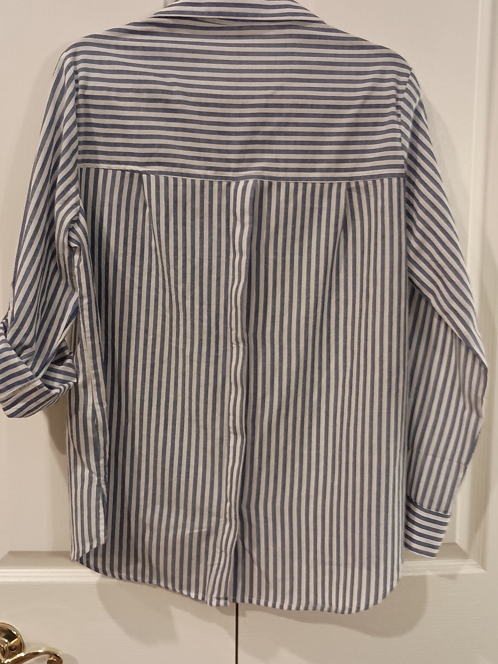 Eden & Olivia Navy and White Striped Button-Down Shirt - Picture 11 of 16